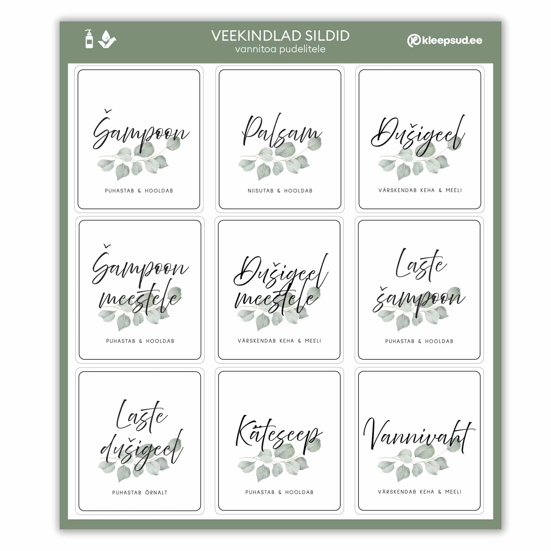 Vannitoapudelite sildid "Eukalüpt" - Image 4