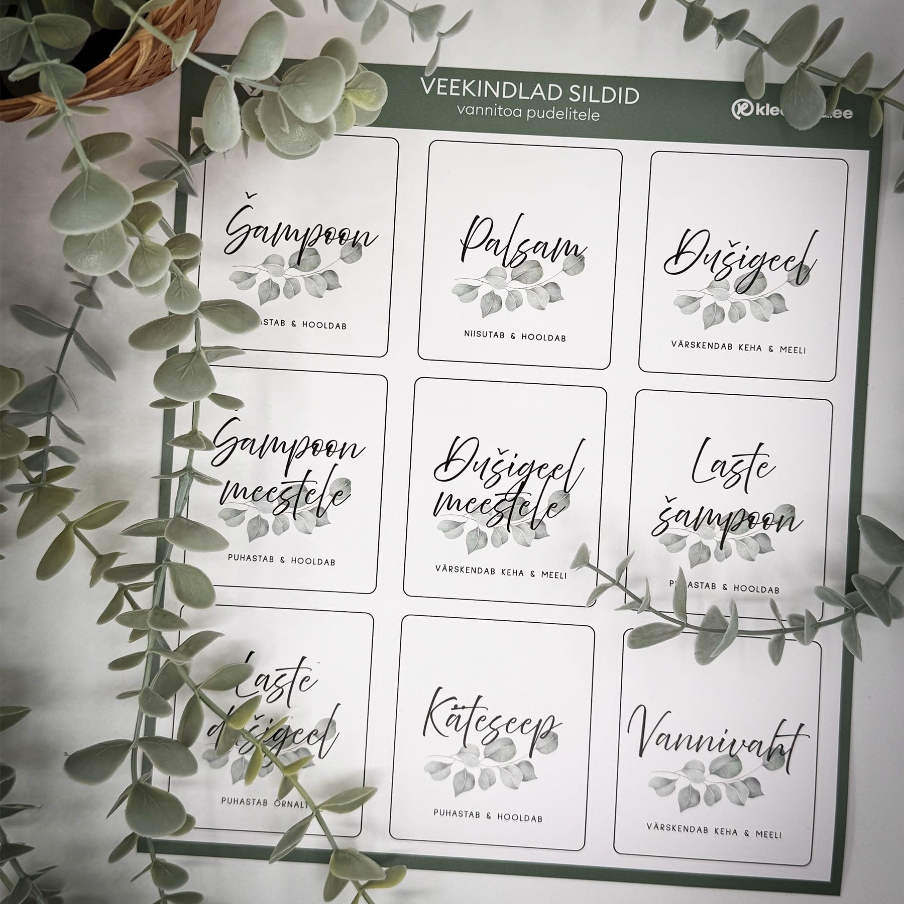 Vannitoapudelite sildid "Eukalüpt" - Image 2