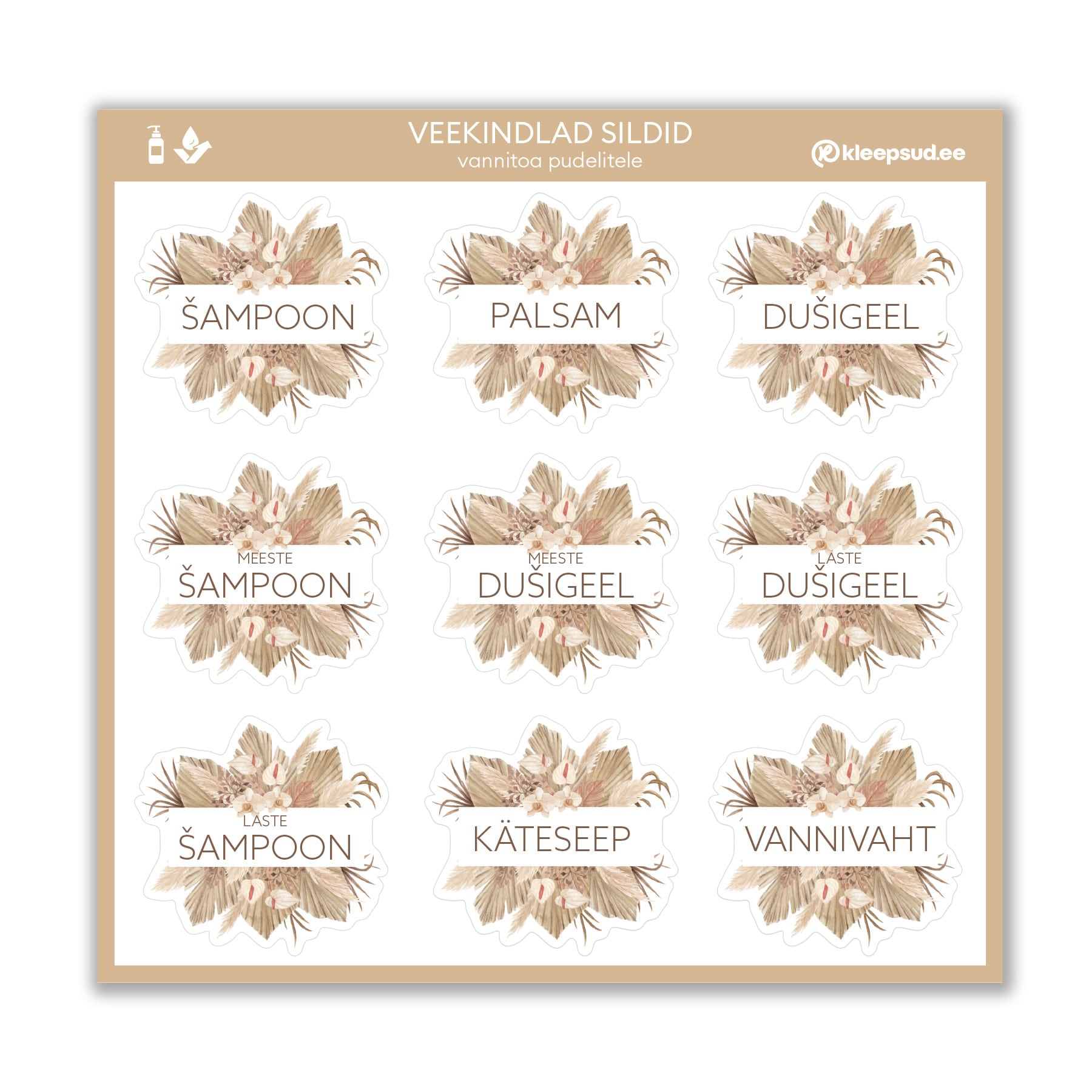 Vannitoapudelite sildid “Terracotta Bloom” - Image 4