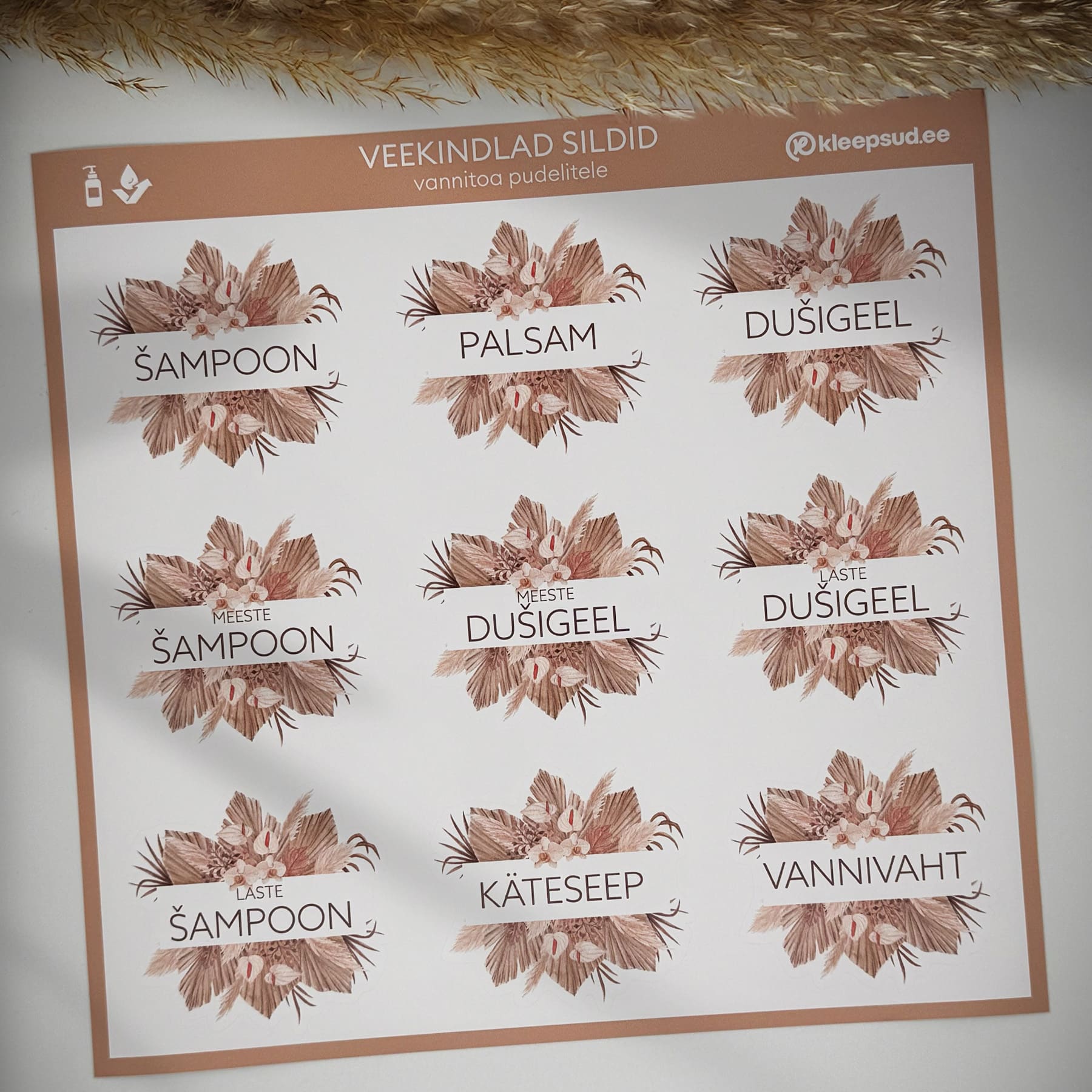 Vannitoapudelite sildid “Terracotta Bloom” - Image 2